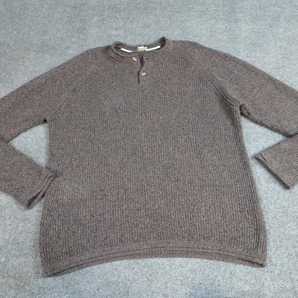 Carbon 2 Cobalt Roll Neck Sweater XL Brown Cotton Raglan Henley - Picture 1 of 10